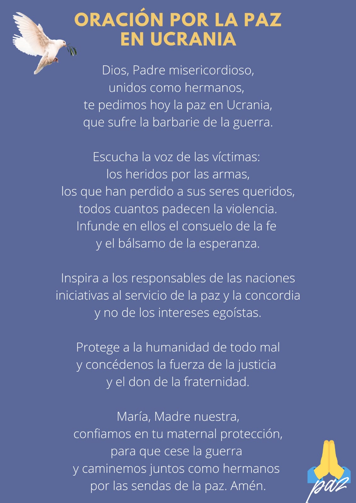 oracion miercoles de ceniza paz ayuno ucrania 