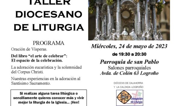 Cartel taller diocesano liturgia 24 de mayo 2023 tercera sesión