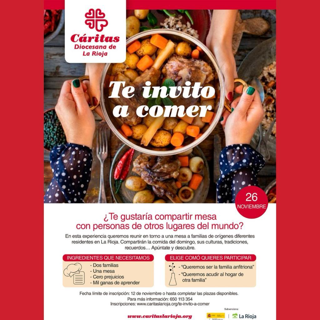 Cáritas La Rioja anima a familias de diferentes culturas a reunirse en torno a una mesa en el proyecto “Te invito a comer”